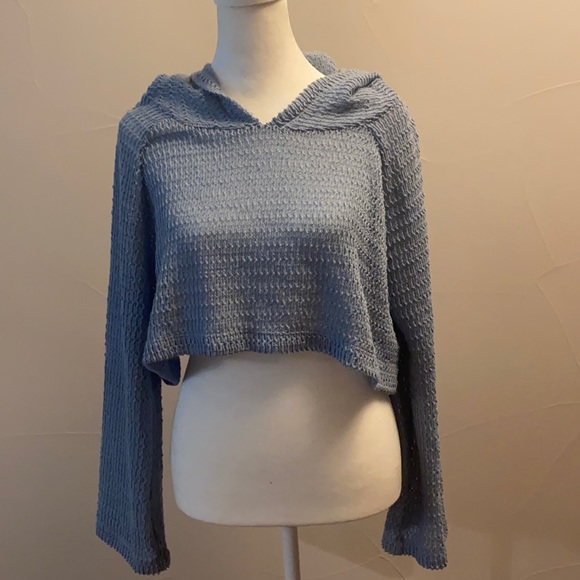Kimchi Blue Tops - Urban Outfitters Cropped Blue Knit Sweater